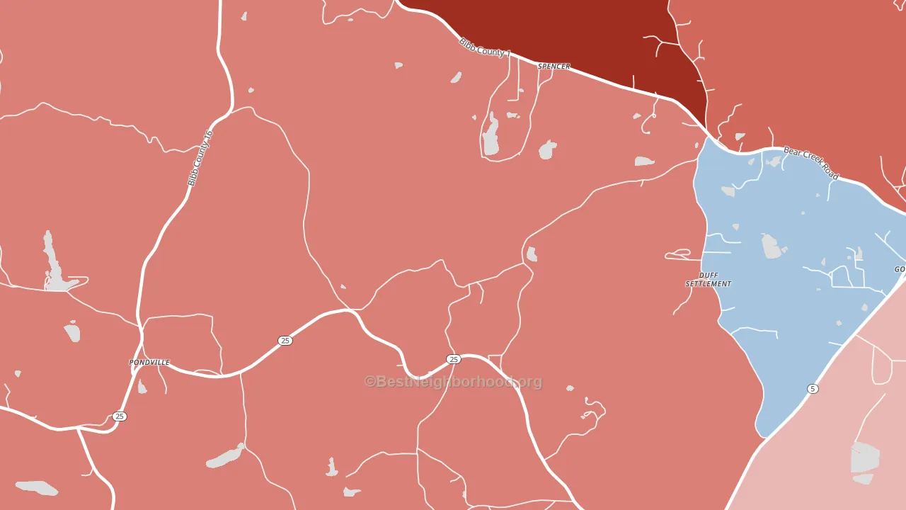 Ellards, AL block-group political-lean map