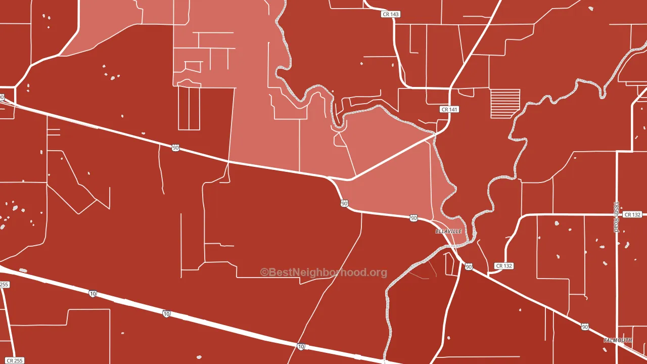 Ellaville, FL block-group political-lean map