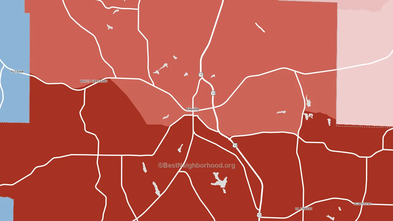 Ellaville, GA block-group political-lean map