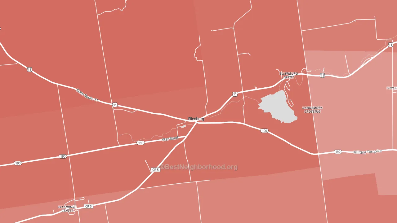Ellenburg, NY block-group political-lean map