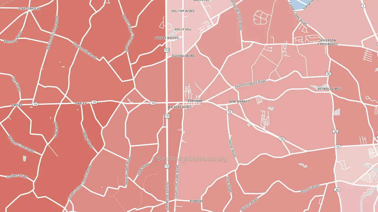Ellendale, DE block-group political-lean map