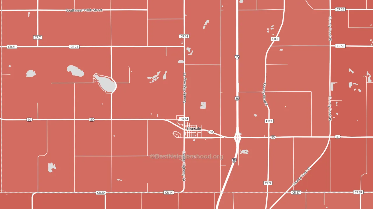 Ellendale, MN block-group political-lean map