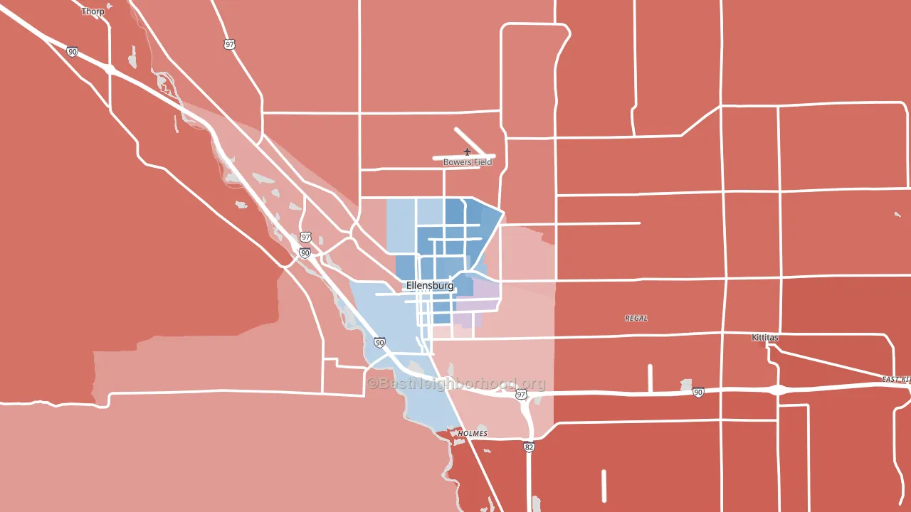 Ellensburg, WA block-group political-lean map