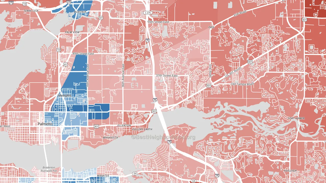 Ellenton, FL block-group political-lean map