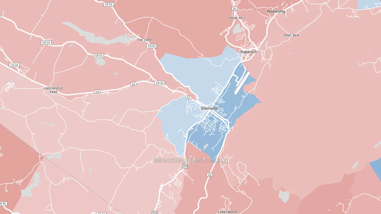 Ellenville, NY block-group political-lean map