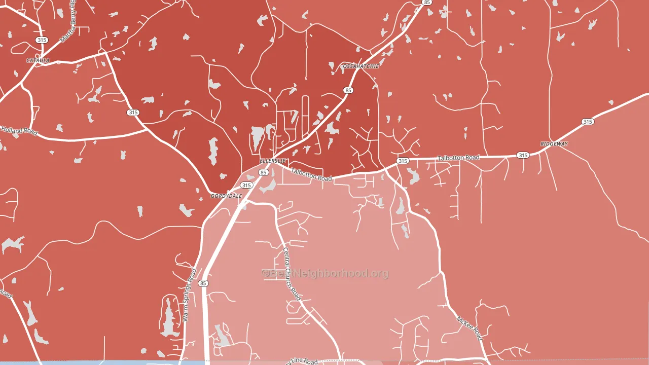 Ellerslie, GA block-group political-lean map