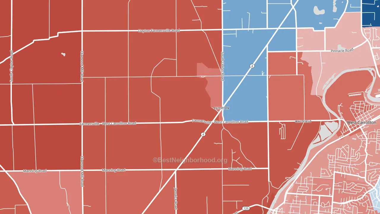 Ellerton, OH block-group political-lean map