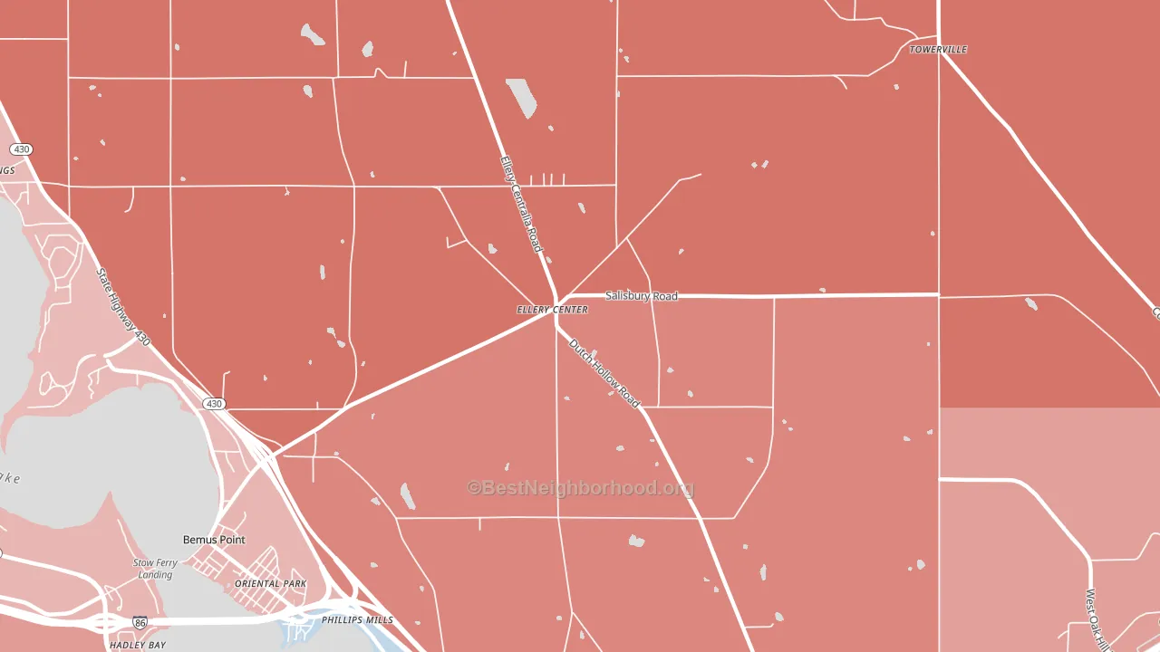 Ellery Center, NY block-group political-lean map