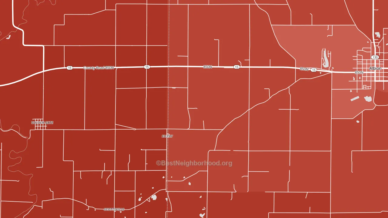Ellery, IL block-group political-lean map