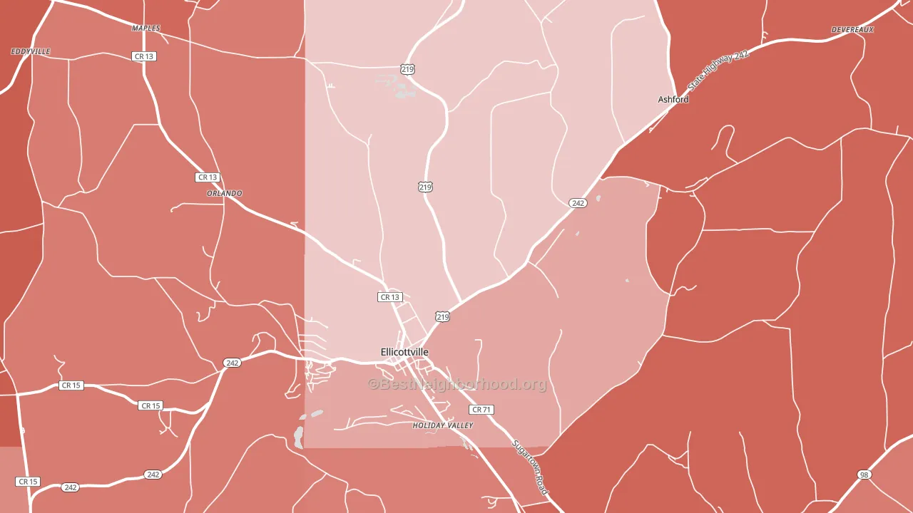 Ellicottville, NY block-group political-lean map