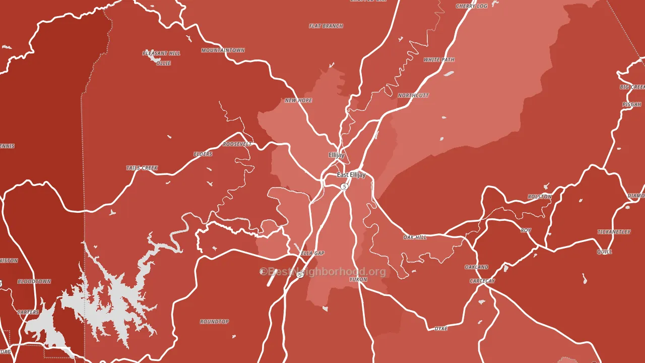 Ellijay, GA block-group political-lean map