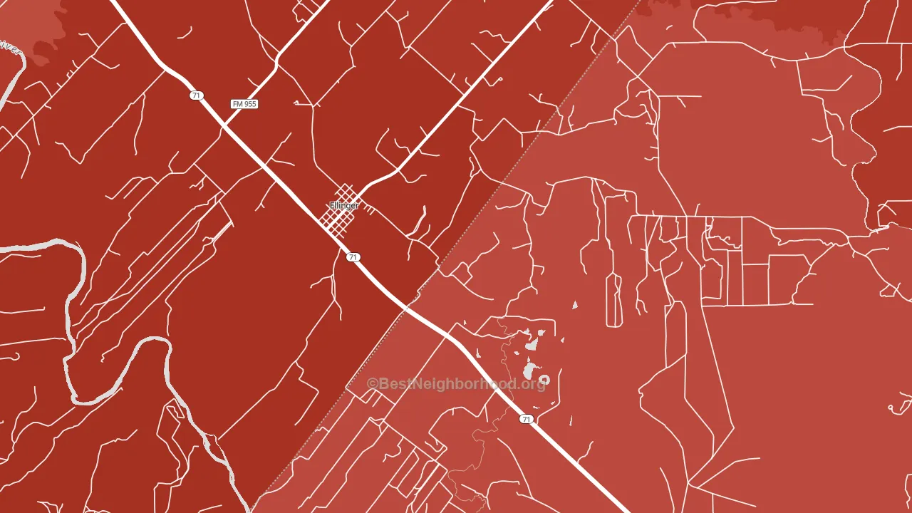 Ellinger, TX block-group political-lean map
