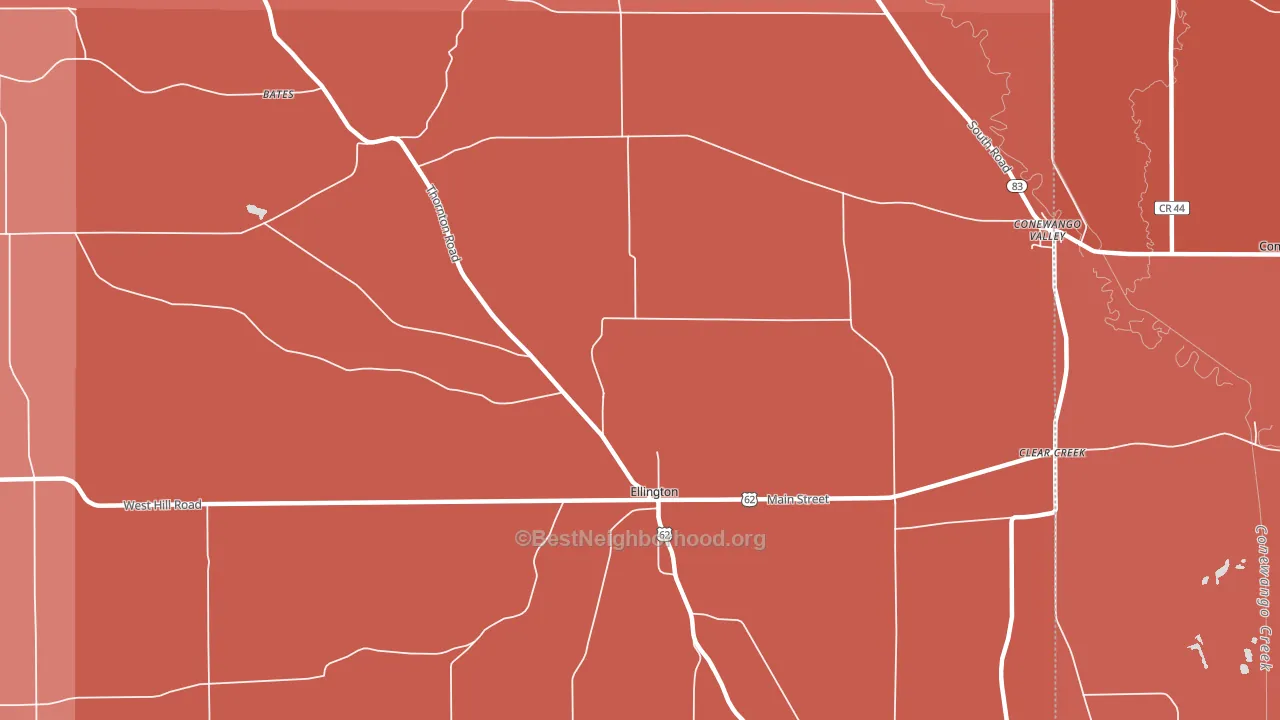 Ellington, NY block-group political-lean map