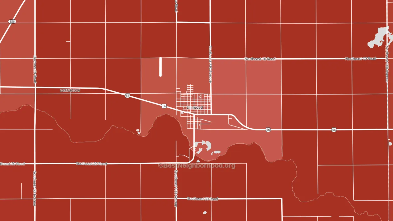 Ellinwood, KS block-group political-lean map