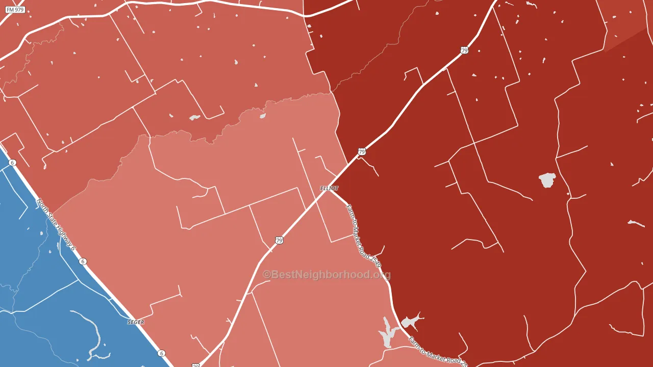 Elliot, TX block-group political-lean map