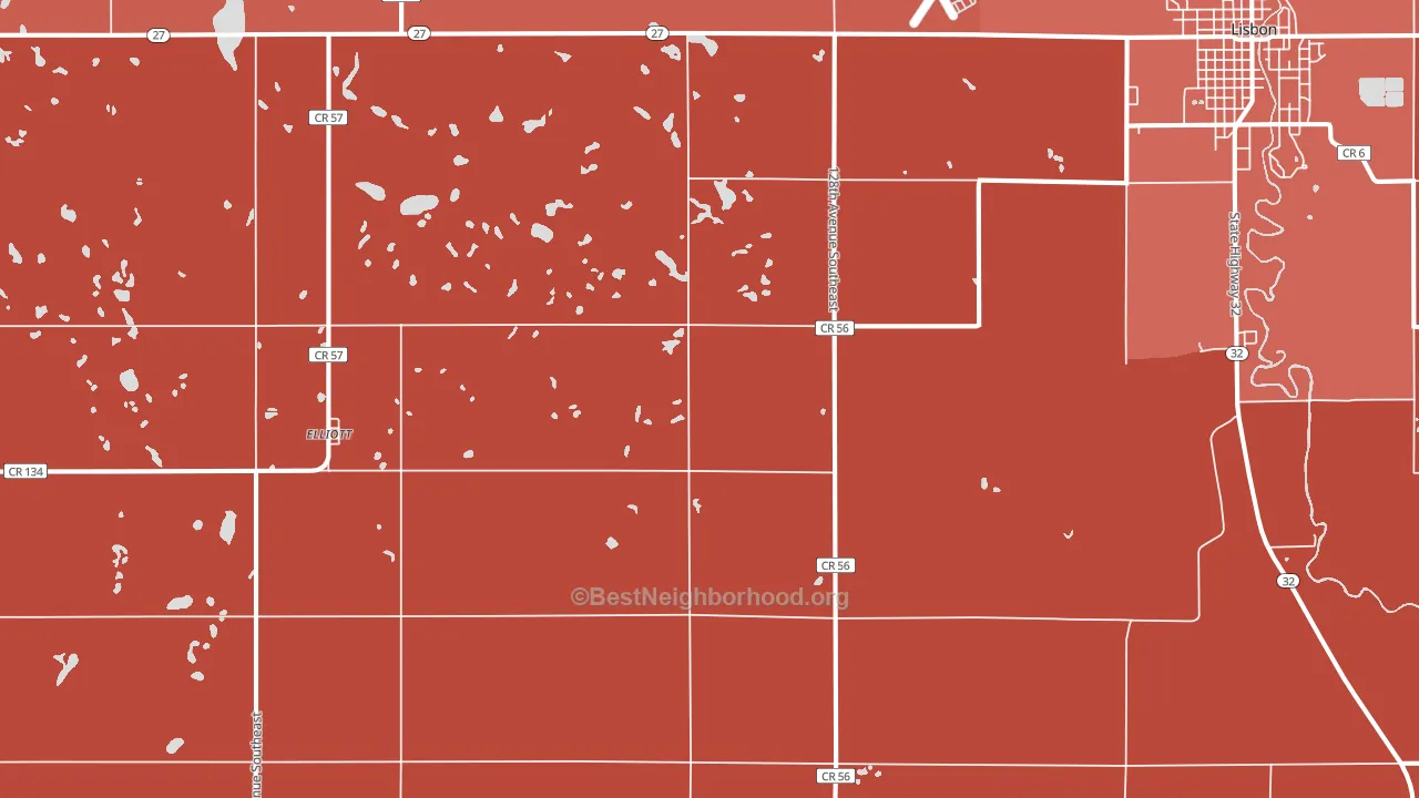 Elliott, ND block-group political-lean map
