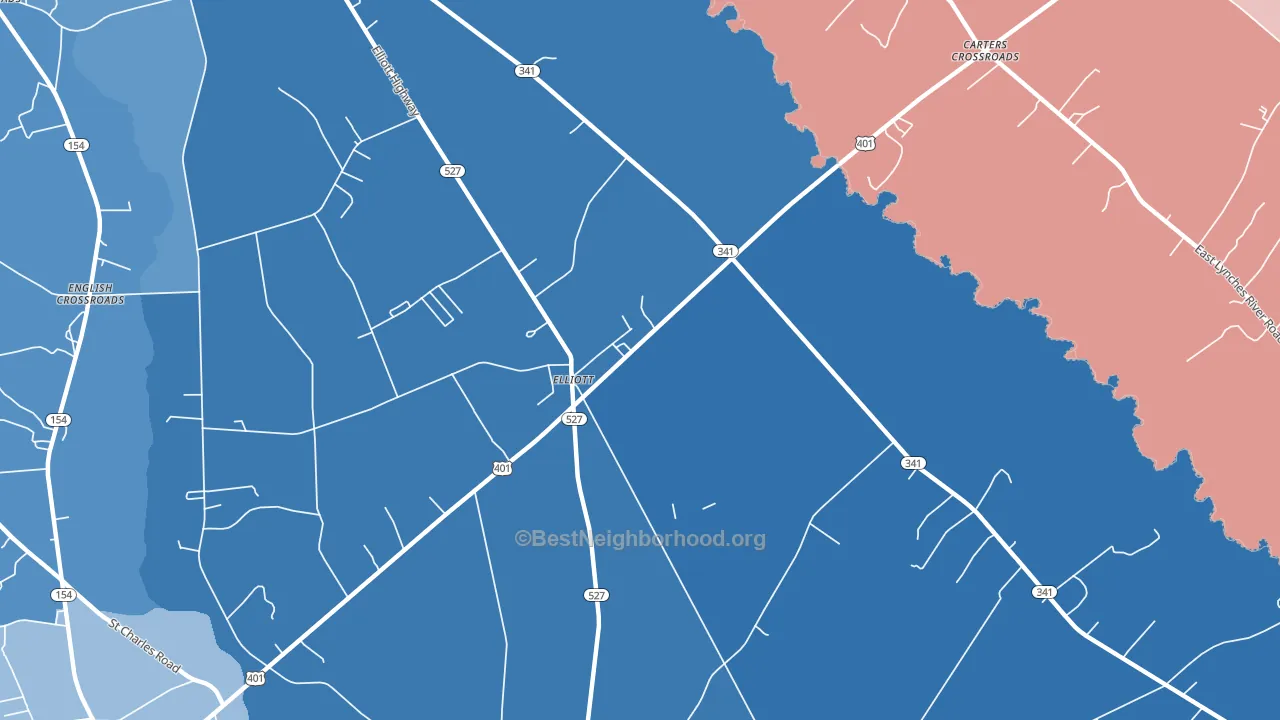 Elliott, SC block-group political-lean map