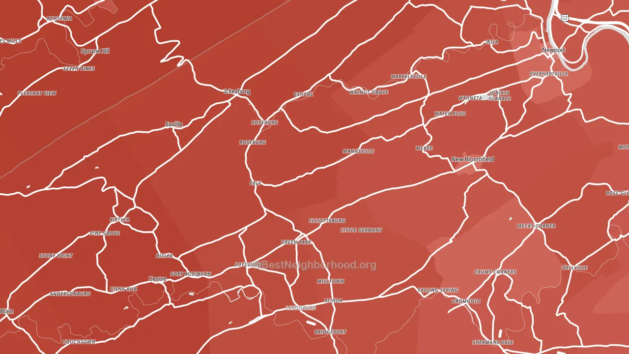 Elliottsburg, PA block-group political-lean map