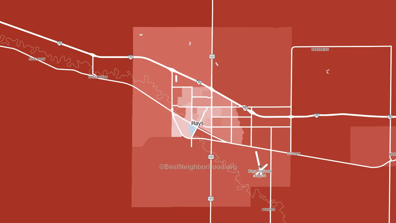 Ellis County, KS block-group political-lean map