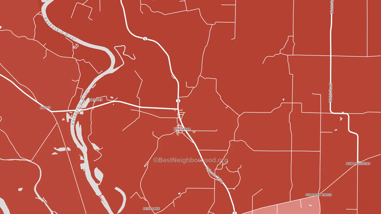 Ellis Grove, IL block-group political-lean map