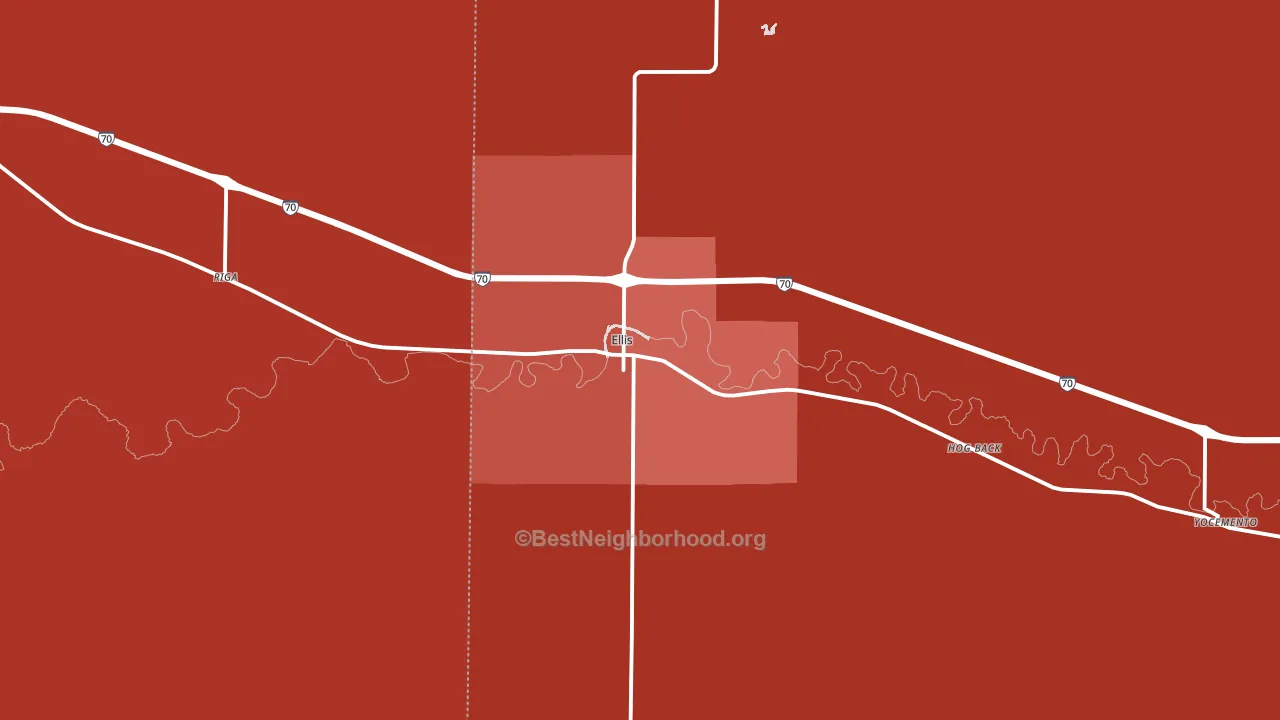 Ellis, KS block-group political-lean map