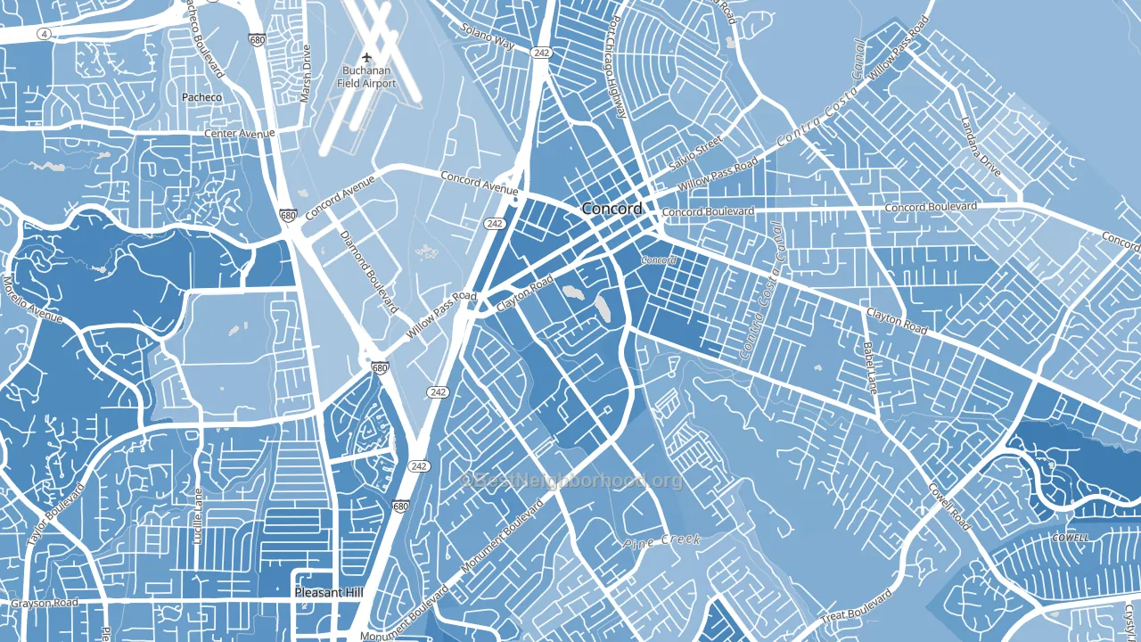 Ellis Lake, Concord, CA block-group political-lean map