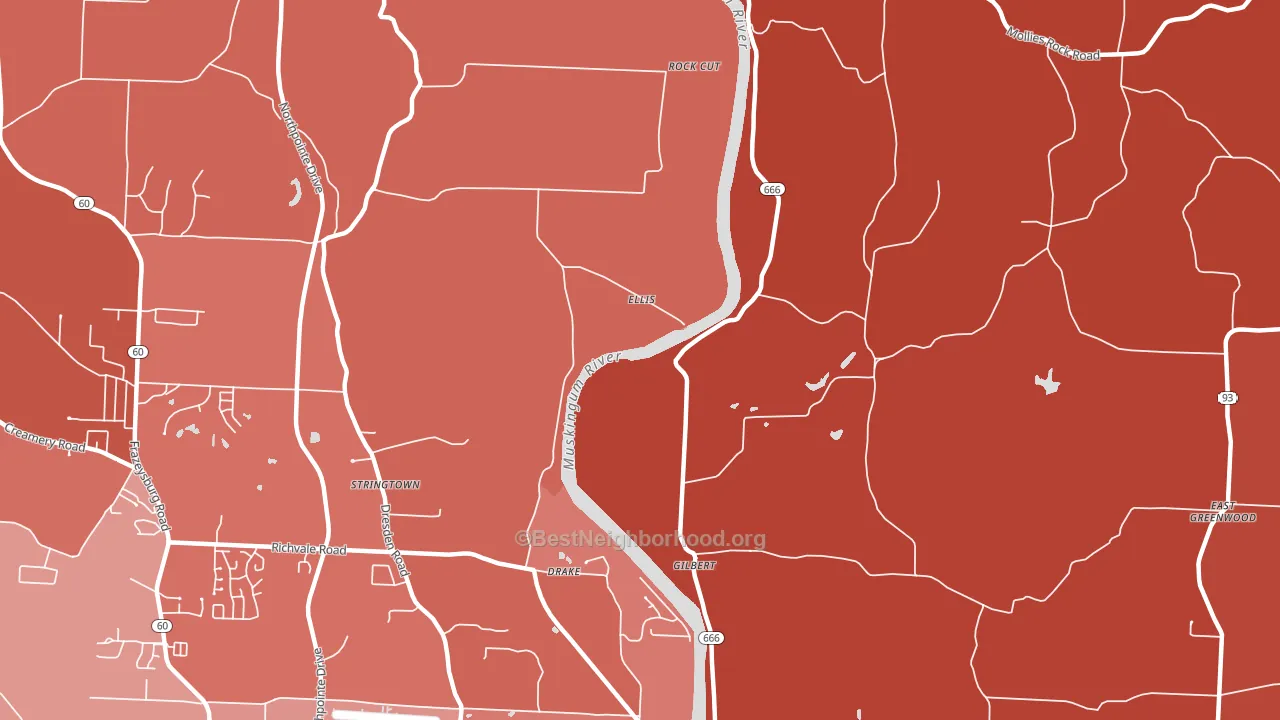 Ellis, OH block-group political-lean map