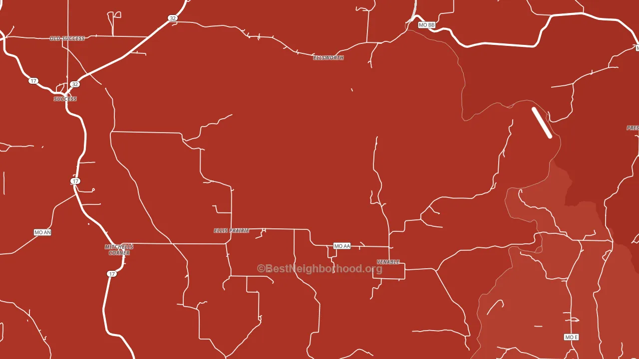 Ellis Prairie, MO block-group political-lean map
