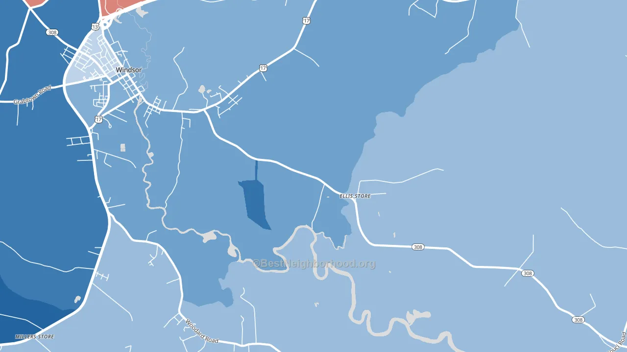 Ellis Store, NC block-group political-lean map