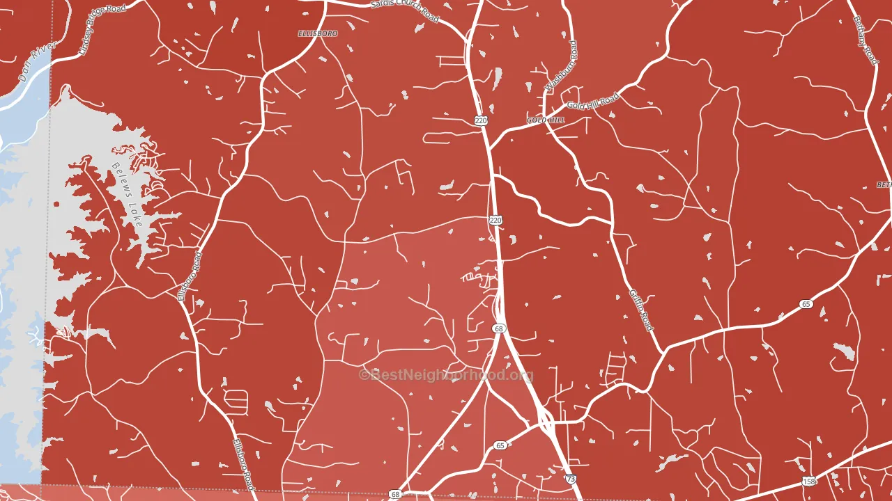 Ellisboro, NC block-group political-lean map