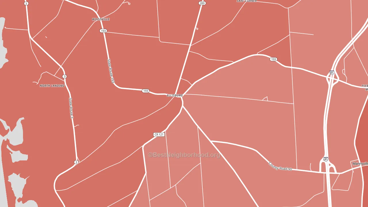 Ellisburg, NY block-group political-lean map