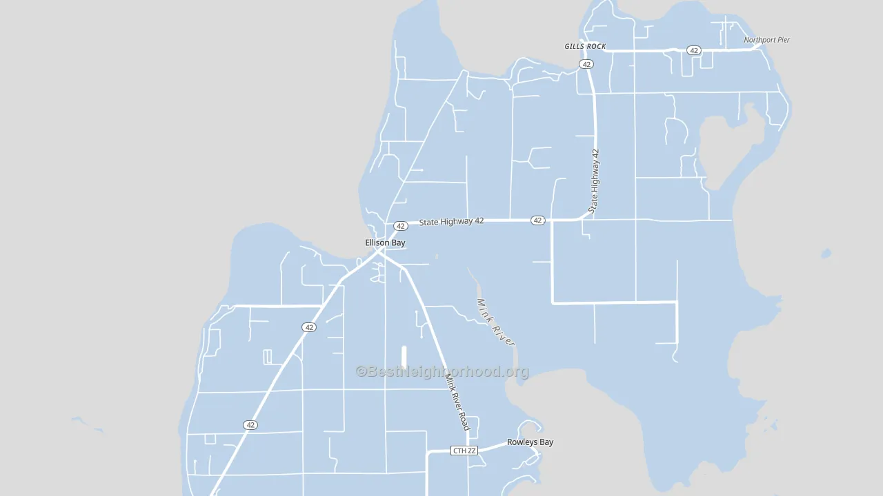 Ellison Bay, WI block-group political-lean map