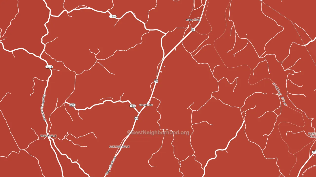 Ellisville, KY block-group political-lean map