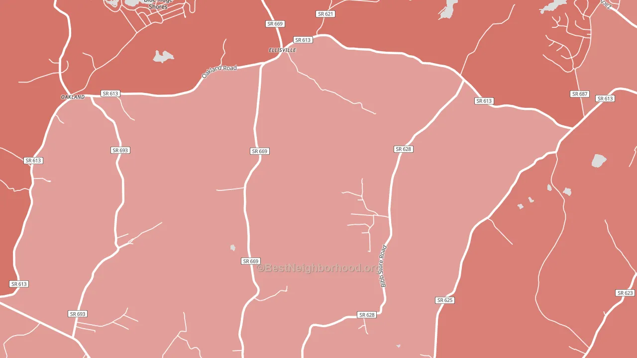 Ellisville, VA block-group political-lean map