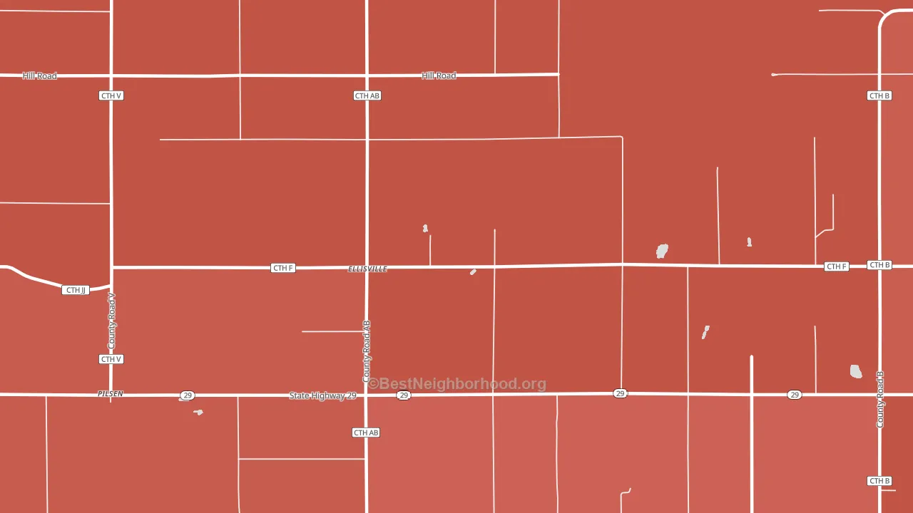 Ellisville, WI block-group political-lean map
