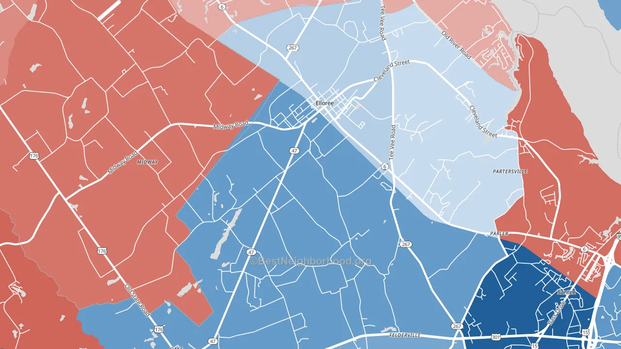 Elloree, SC block-group political-lean map