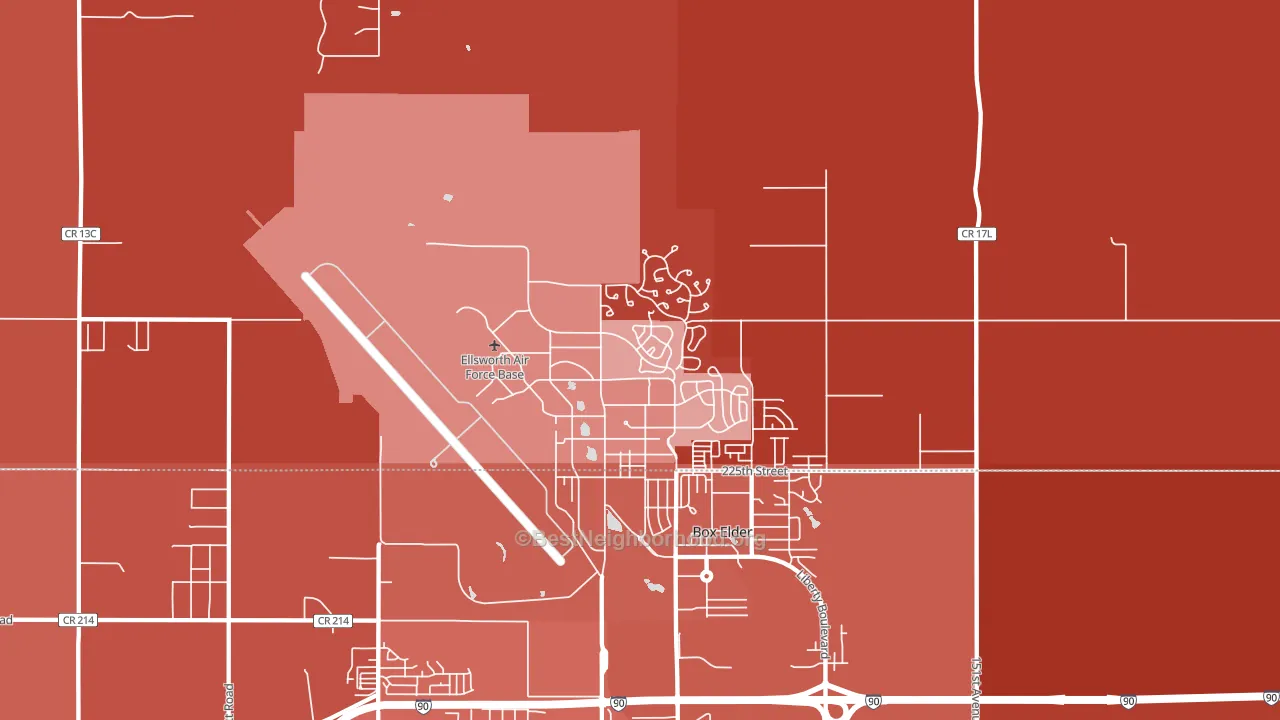Ellsworth Afb, SD block-group political-lean map