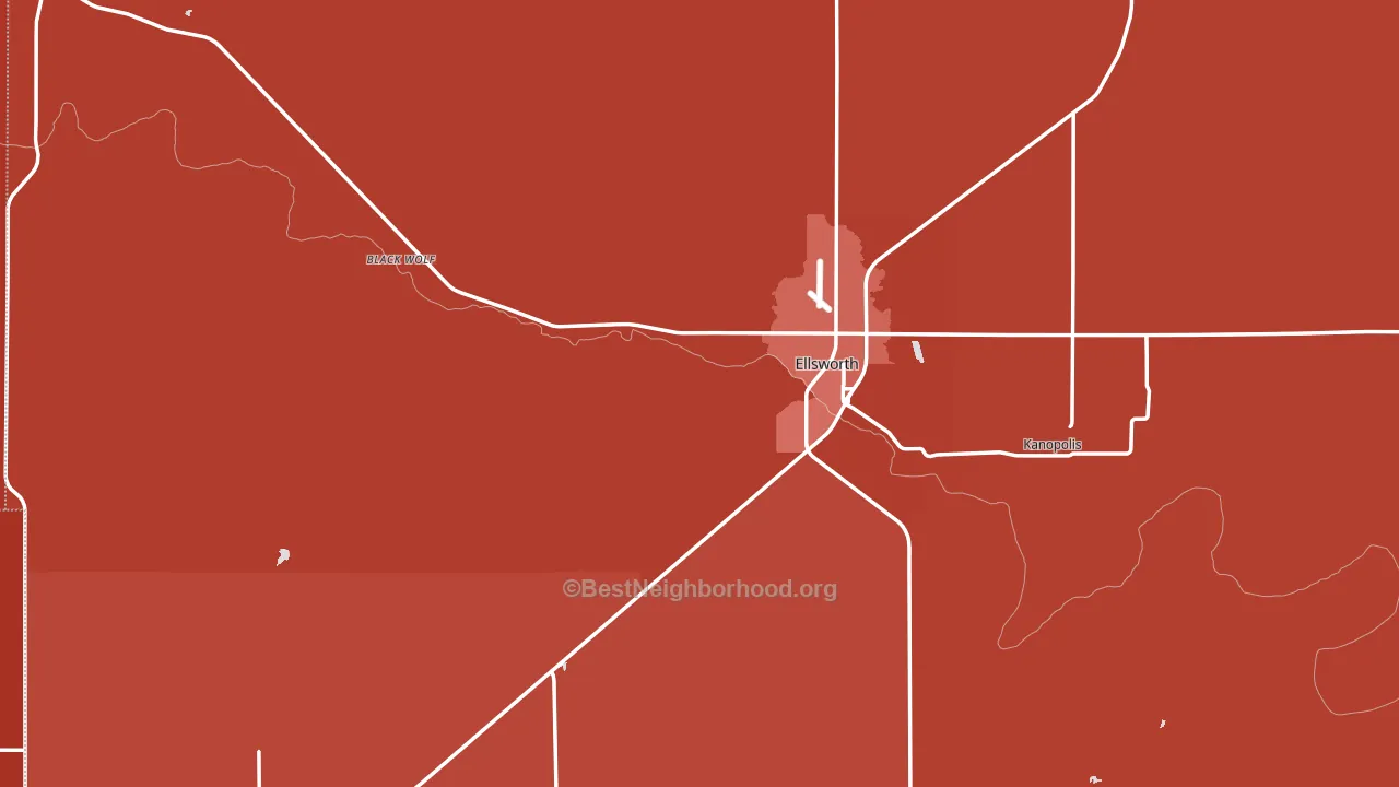 Ellsworth County, KS block-group political-lean map