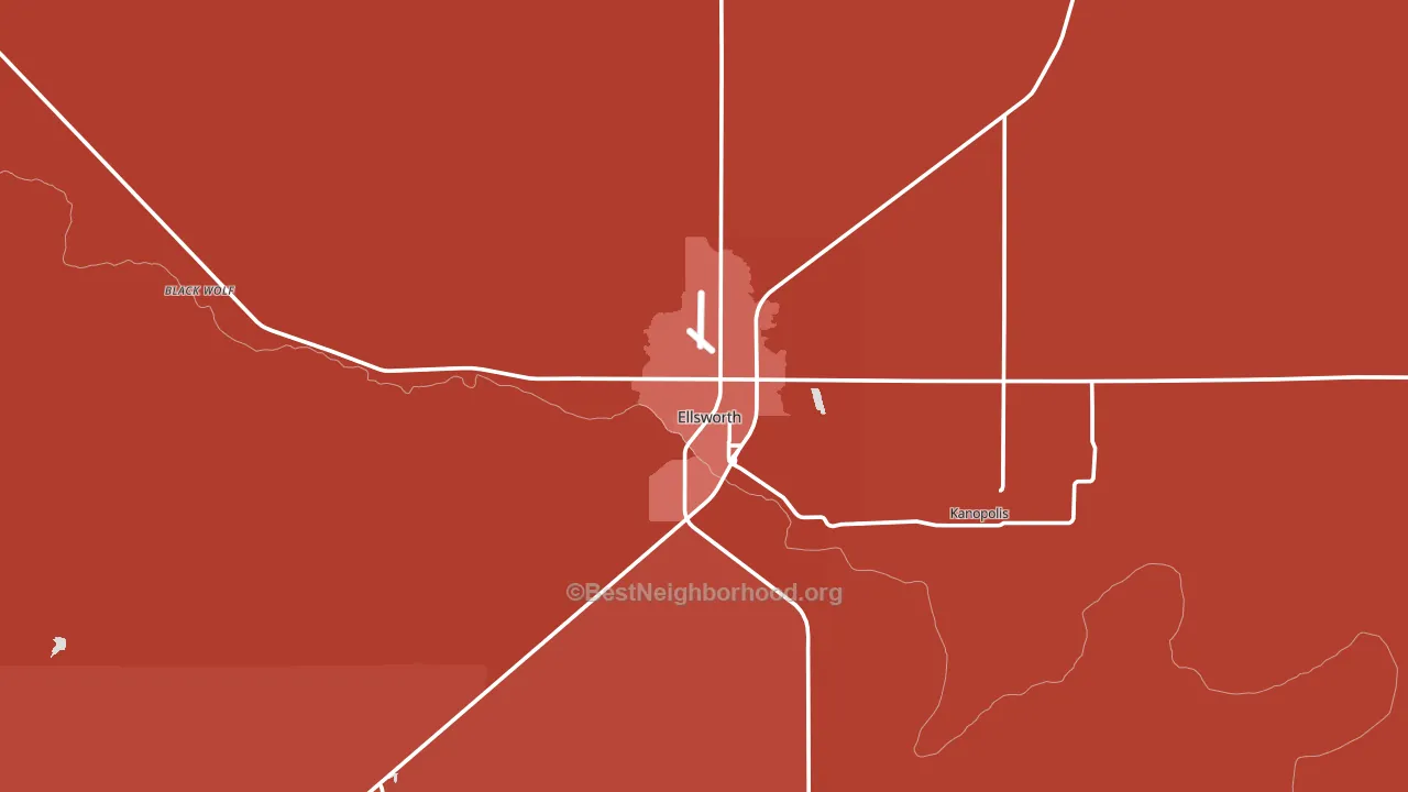 Ellsworth, KS block-group political-lean map
