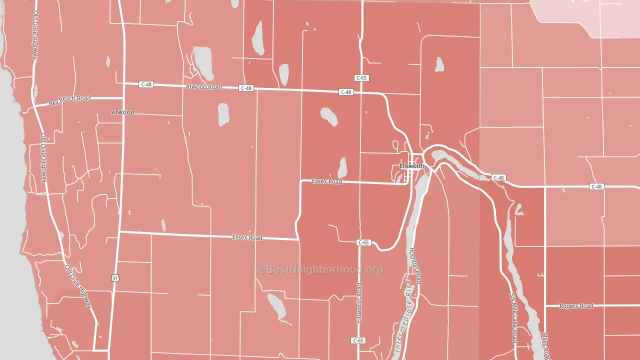 Ellsworth, MI block-group political-lean map