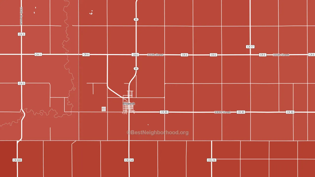 Ellsworth, MN block-group political-lean map