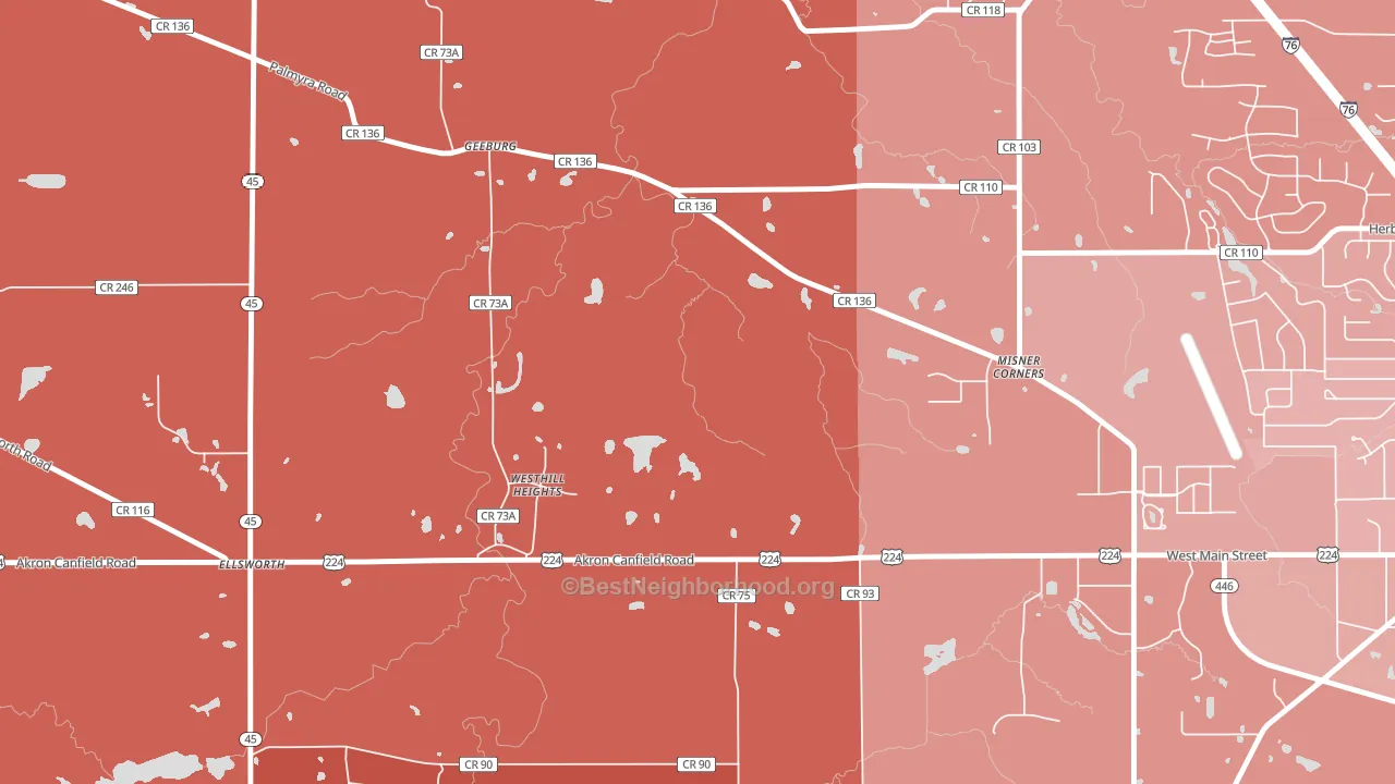 Ellsworth, OH block-group political-lean map