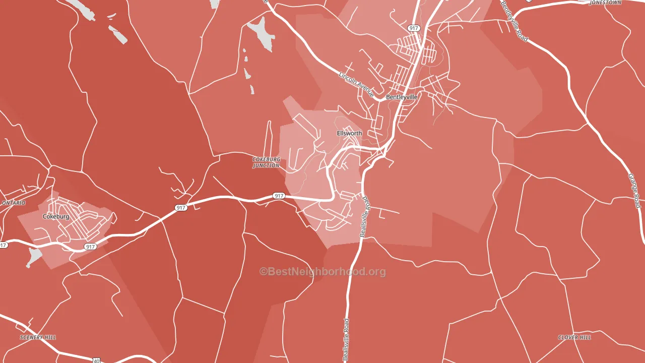 Ellsworth, PA block-group political-lean map