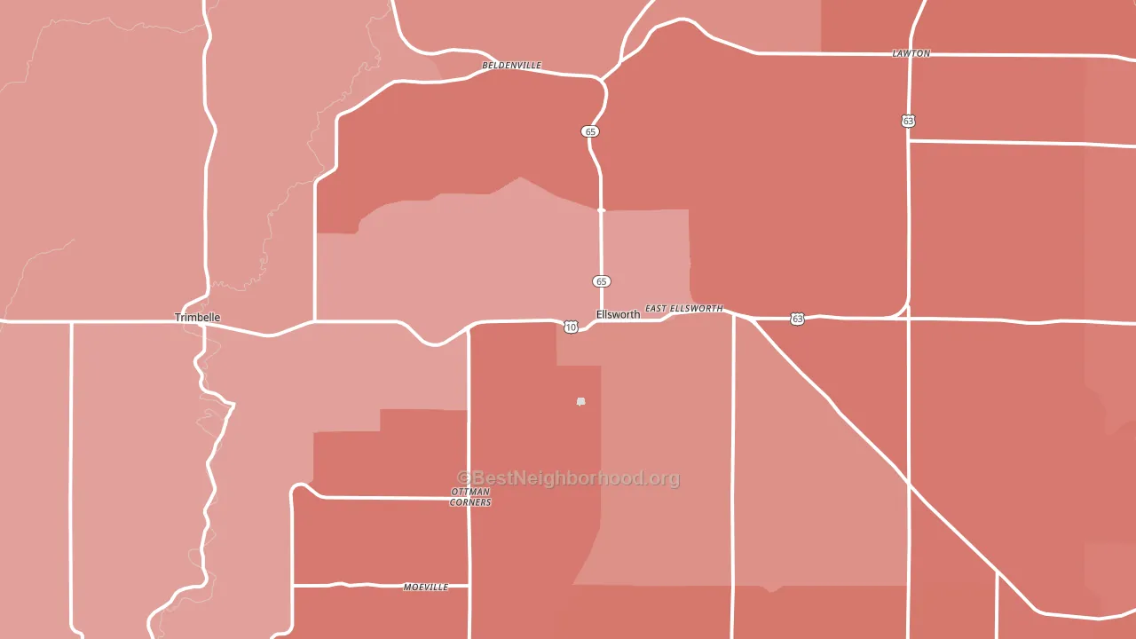 Ellsworth, WI block-group political-lean map