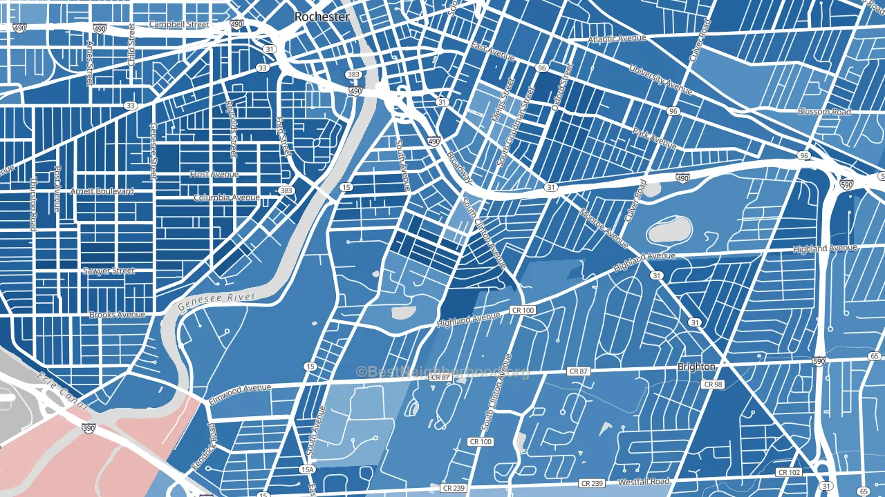 Ellwanger-Barry, Rochester, NY block-group political-lean map