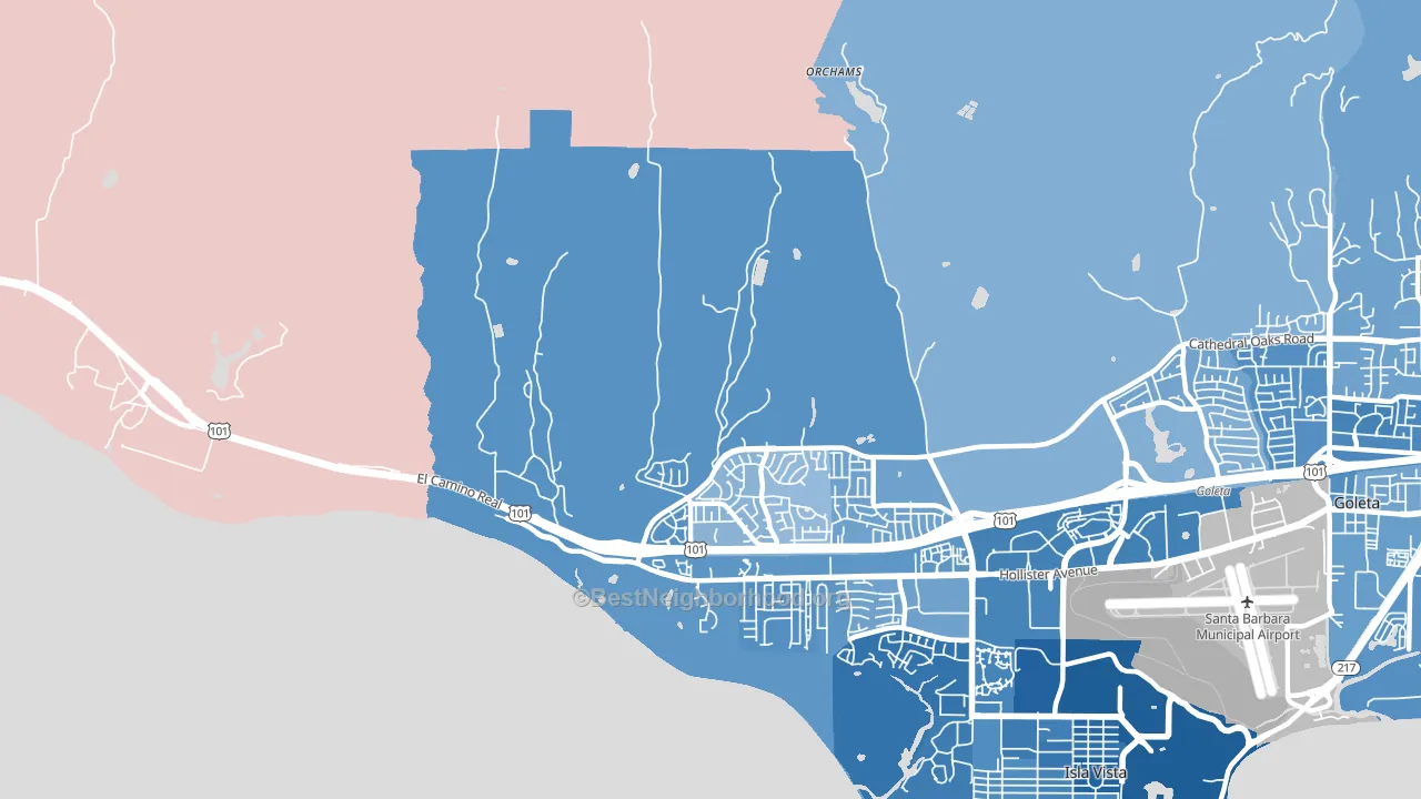 Ellwood, CA block-group political-lean map