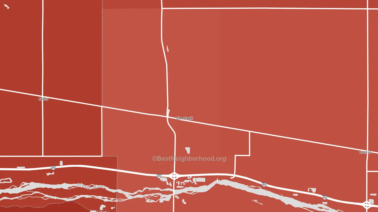 Elm Creek, NE block-group political-lean map
