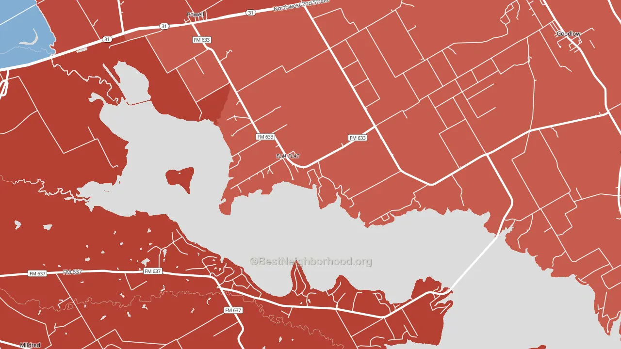 Elm Flat, TX block-group political-lean map