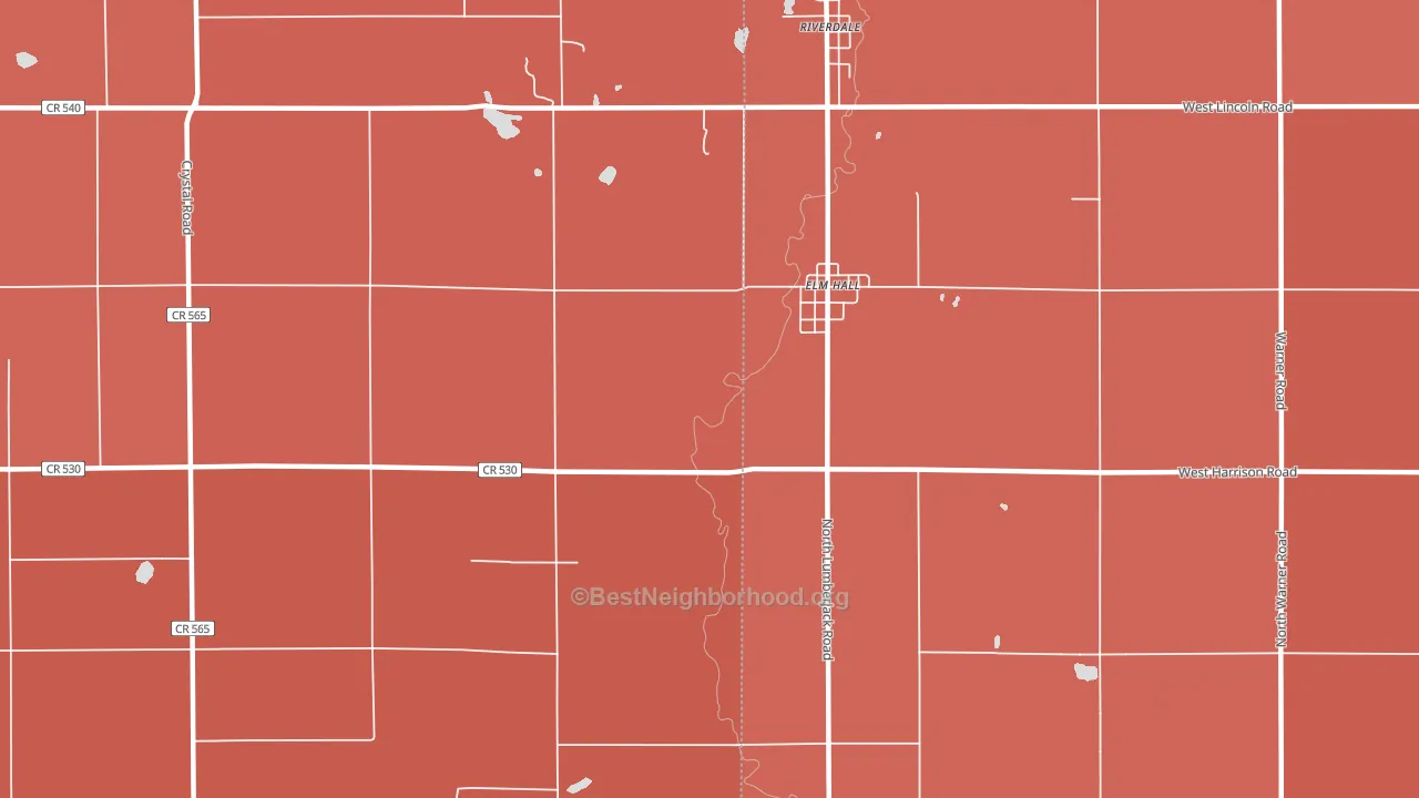 Elm Hall, MI block-group political-lean map