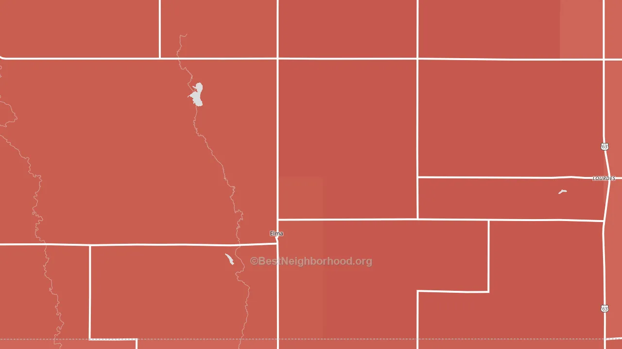 Elma, IA block-group political-lean map